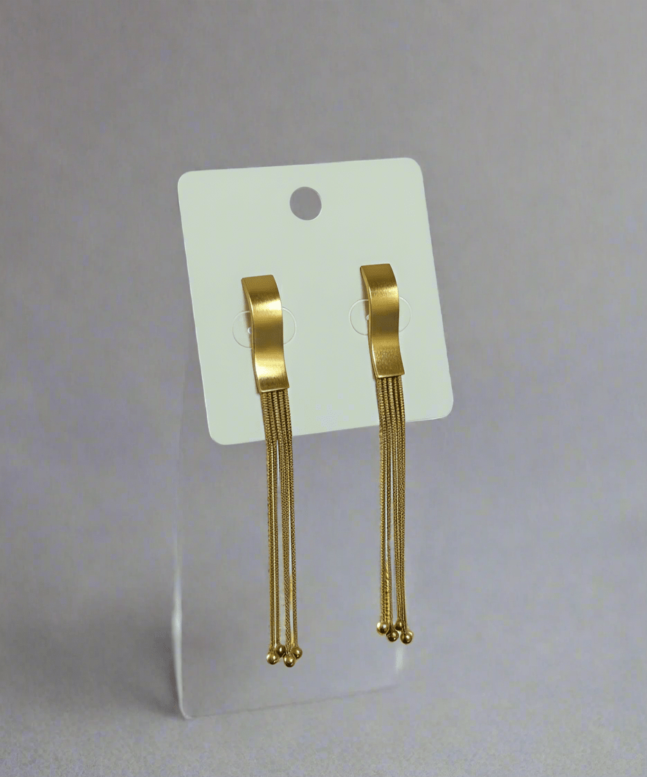 Sleek Gold Box Chain Tassel Earrings - GREYS∞UL