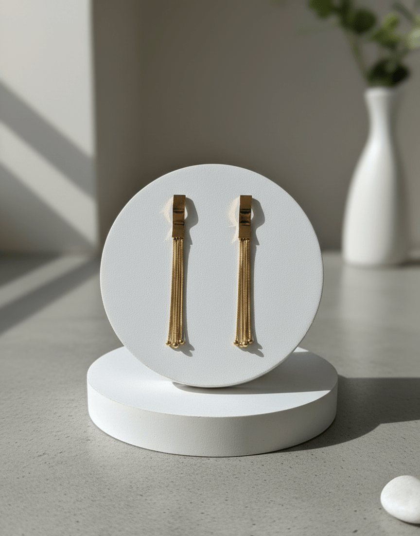 Sleek Gold Box Chain Tassel Earrings - GREYS∞UL