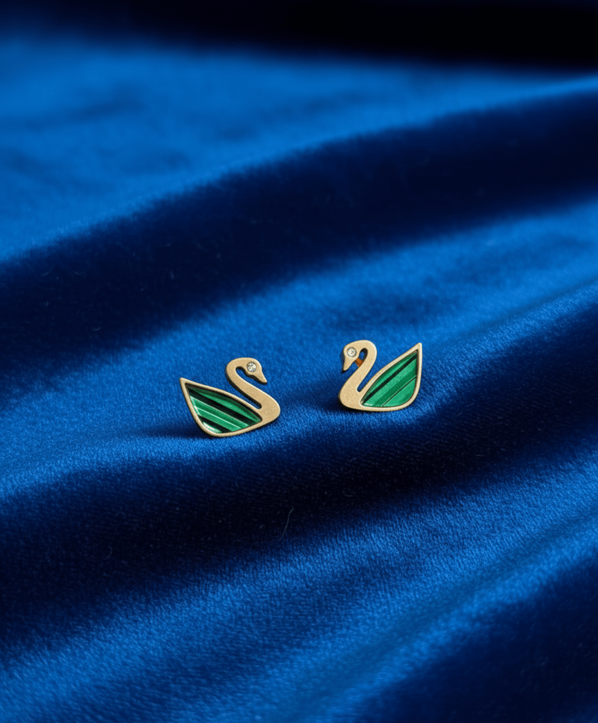 Malachite Swan Studs - GREYS∞UL