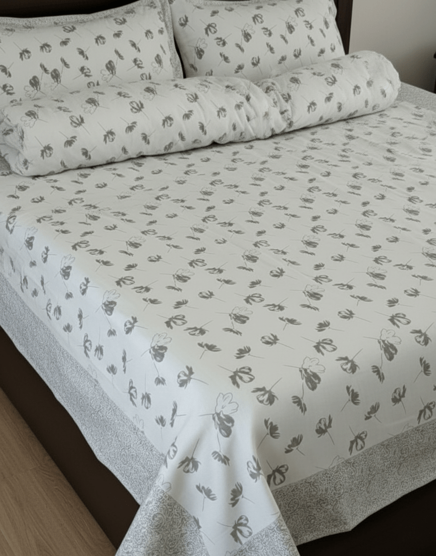 Modern Floral Double bed Comforter with Mulmul softness - GREYS∞UL