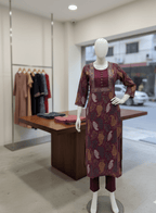 Maroon Floral Print Kurta Set - GREYS∞UL