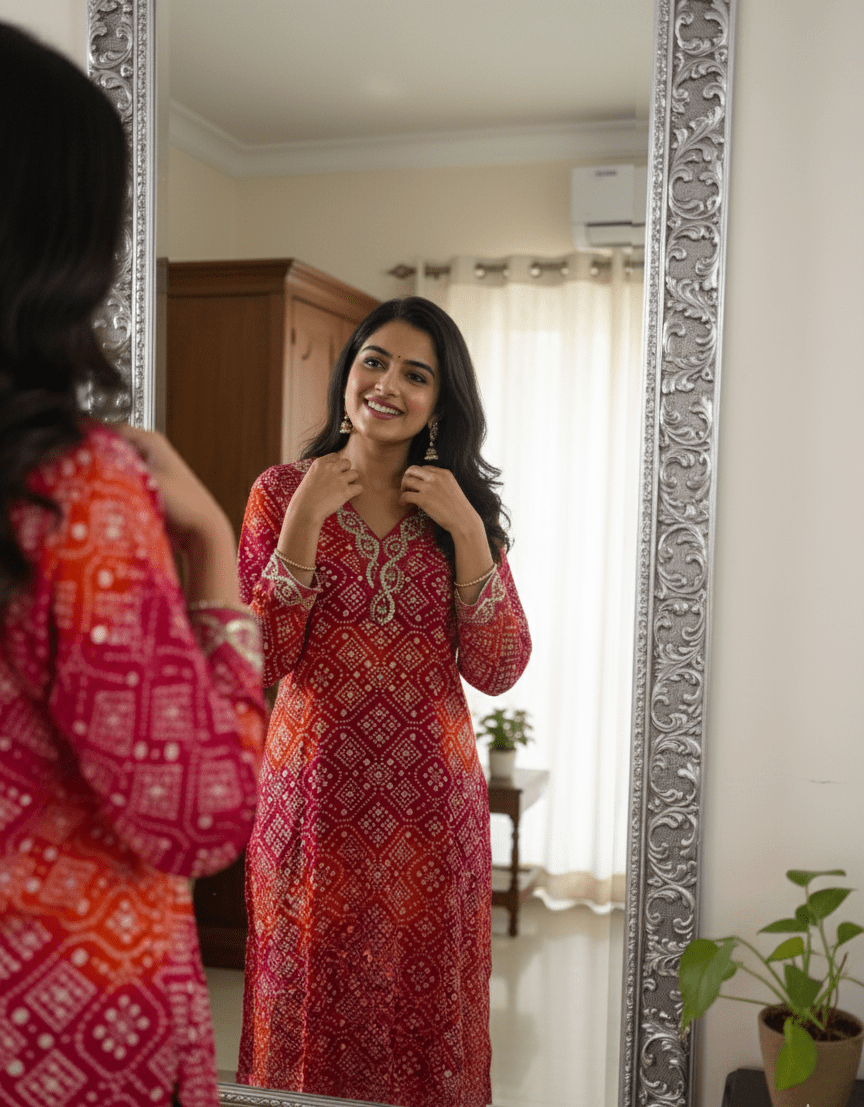 Radha Bandhani Kurta - GREYS∞UL