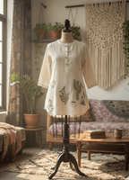 Organic Khadi Desert Bloom Embroidered Kurta - GREYS∞UL