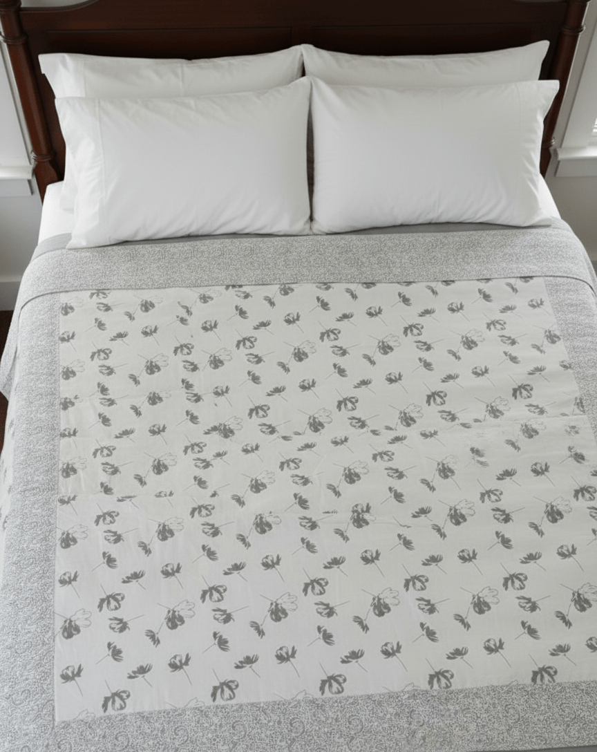 Modern Floral Double bed Comforter with Mulmul softness - GREYS∞UL