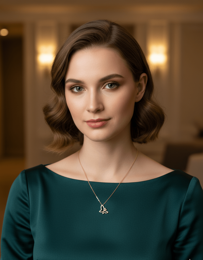 Adjustable Butterfly Pendant Necklace with Faux Diamonds - GREYS∞UL