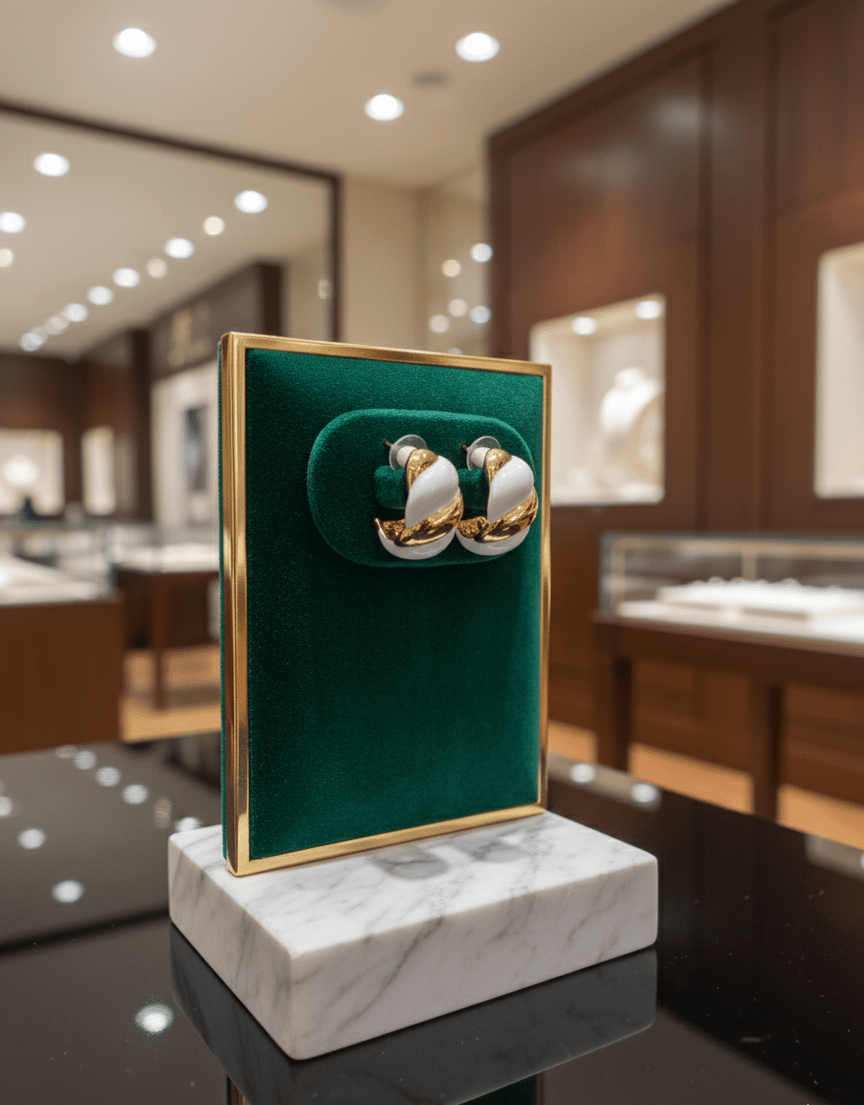 Enamel and Gold Plated Huggie Hoops - GREYS∞UL