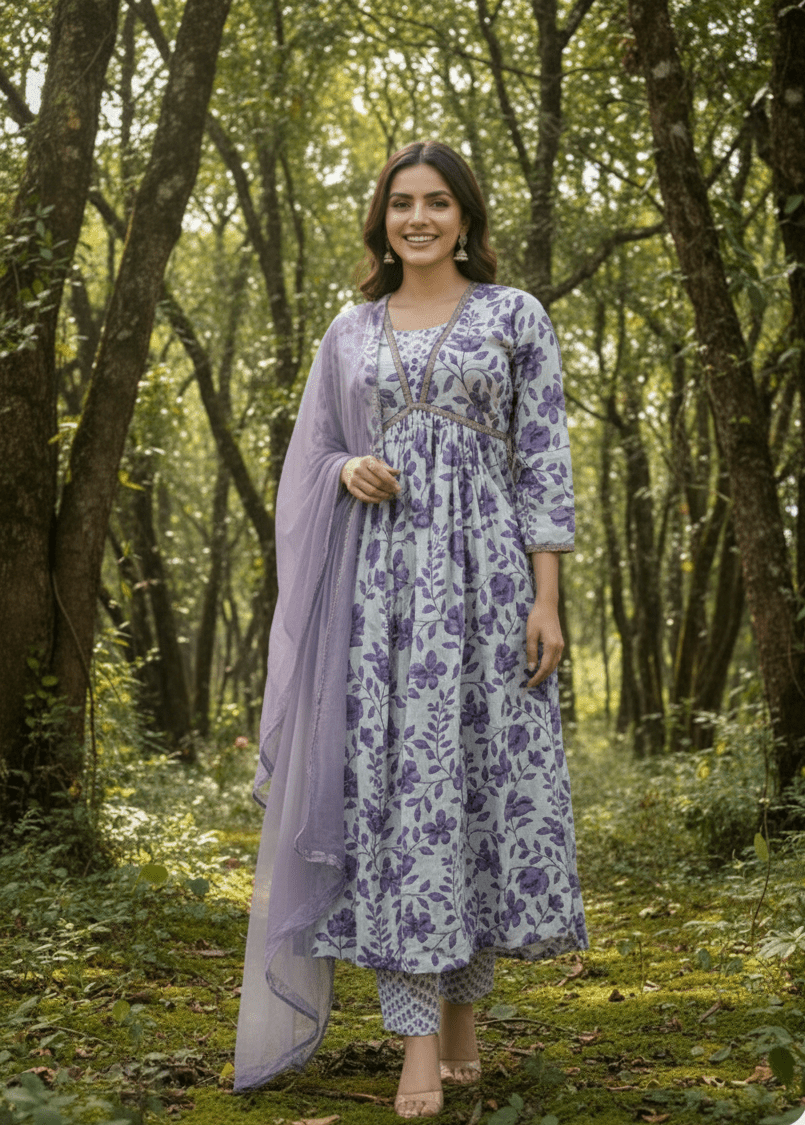 Whispering Lavender Cotton Suit Set - GREYS∞UL