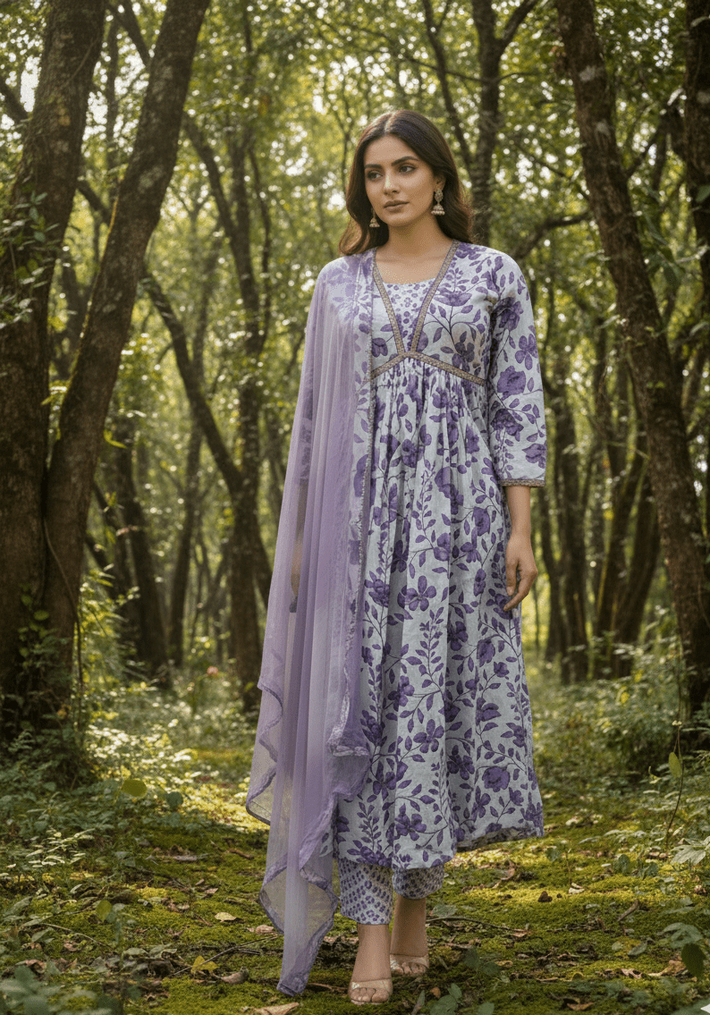 Whispering Lavender Cotton Suit Set - GREYS∞UL