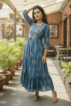 Serene Blue Bohemian Anarkali Suit Set - GREYS∞UL