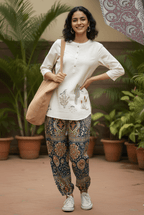 Organic Khadi Desert Bloom Embroidered Kurta - GREYS∞UL