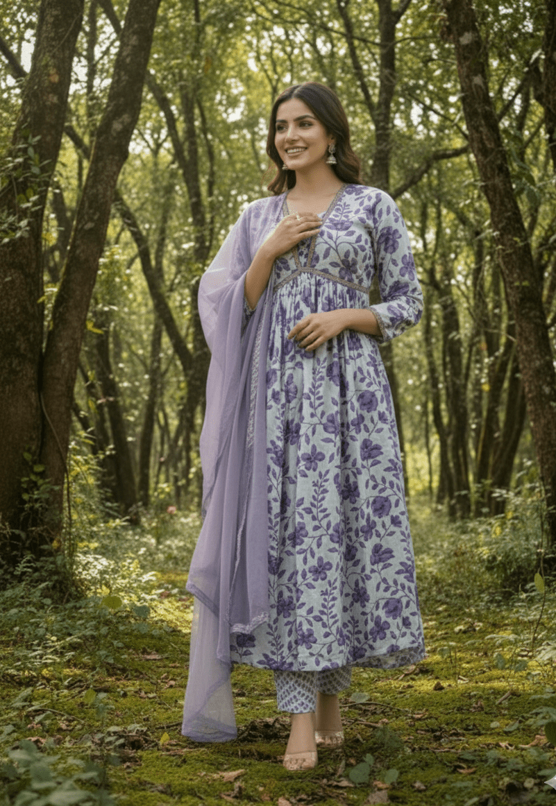 Whispering Lavender Cotton Suit Set - GREYS∞UL