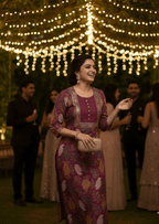 Maroon Floral Print Kurta Set - GREYS∞UL