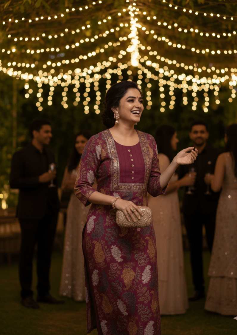 Maroon Floral Print Kurta Set - GREYS∞UL