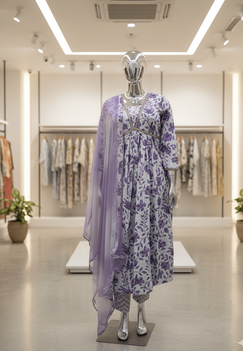 Whispering Lavender Cotton Suit Set - GREYS∞UL