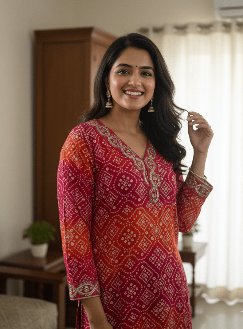 Radha Bandhani Kurta - GREYS∞UL