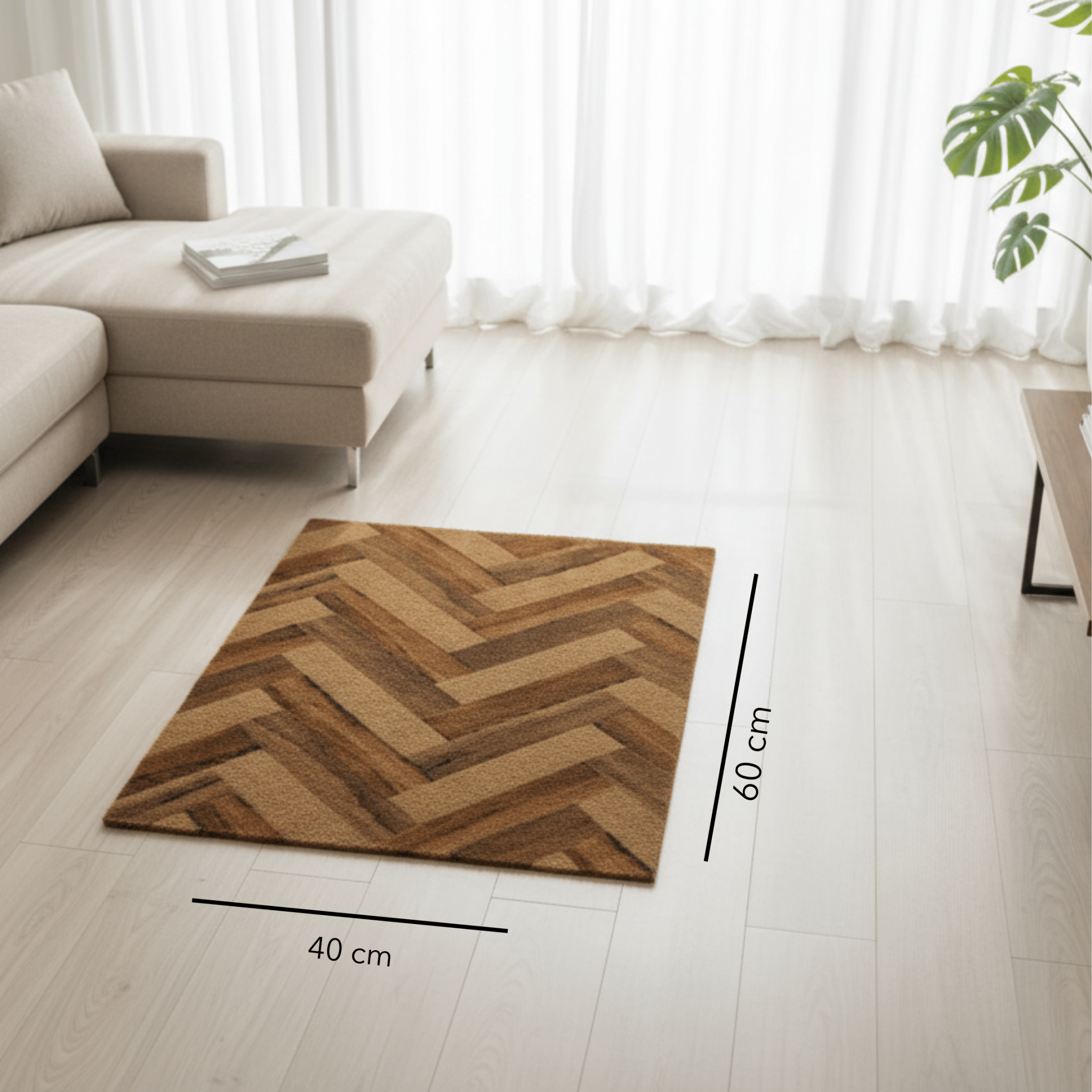 Premium Anti - Slip Door Mat with Wooden Texture Design (40x60 cm) - GREYS∞UL