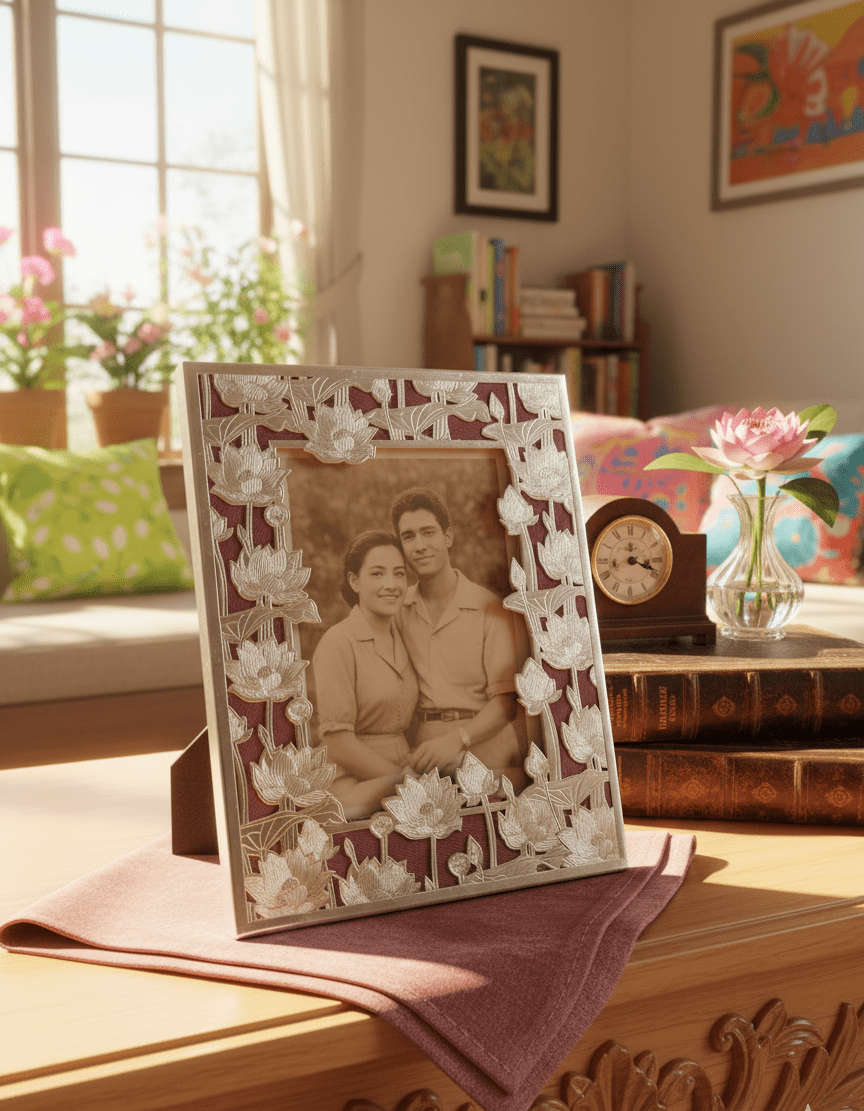 Exquisite Hand - Carved Metal Photo Frame with Luxury Gift Box ( 8 x 10 inch) - GREYS∞UL