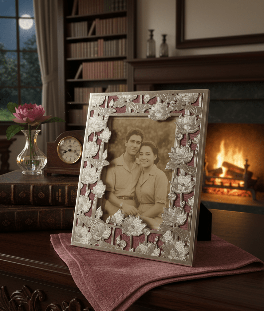 Exquisite Hand - Carved Metal Photo Frame with Luxury Gift Box ( 8 x 10 inch) - GREYS∞UL