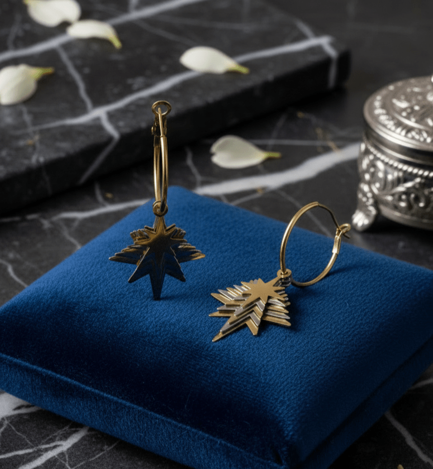 Celestial Starburst Hoop Earrings - GREYS∞UL
