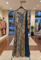 Indigo & Beige Hand - Printed Maxi Dress - GREYS∞UL