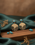Turquoise Stud & Gilded Coral Drop Earrings - GREYS∞UL
